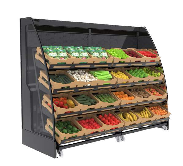 Caspia vertikalna vitrina za voce i povrce sa gajbicama